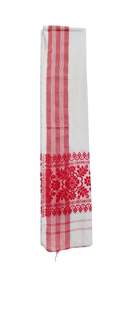 Traditional Assamese Poka Khuta Gamucha – Handwoven Heritage Cloth