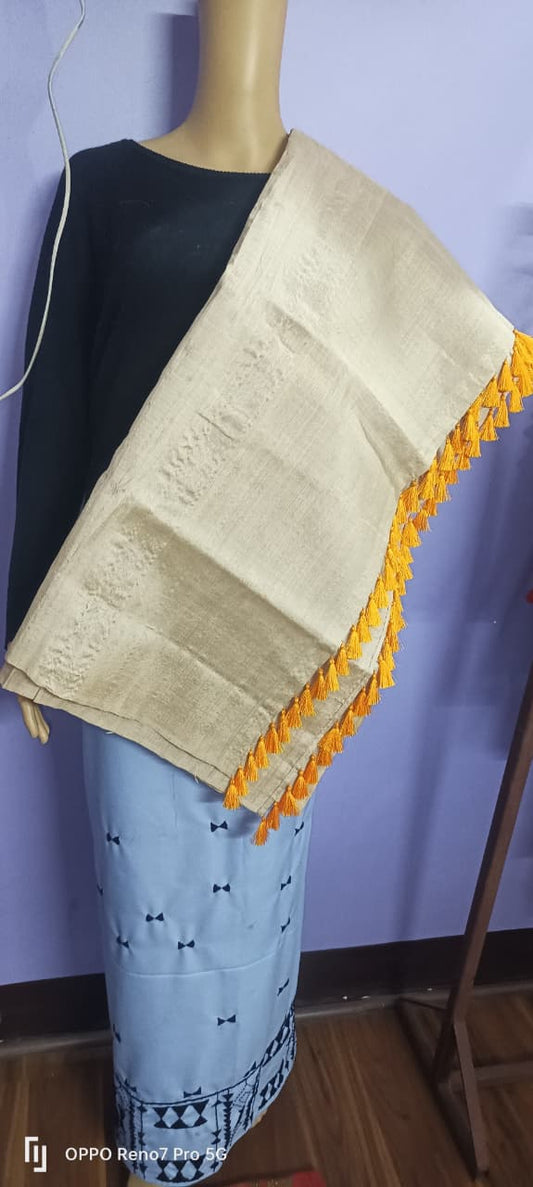 Assamese Handwoven Pure Muga Sador with Dohi Gutha (Only Sador)