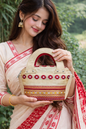 Handwork Designer Toss Muga Silk Ladies Purse with Assamese Touch Design