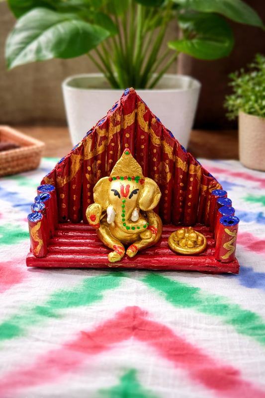 Beautiful Handwork Ganesha Idol – Art & Craft in Waste Cardboard Design