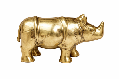 100% Pure Brass Rhino Figurine - 6 Inch