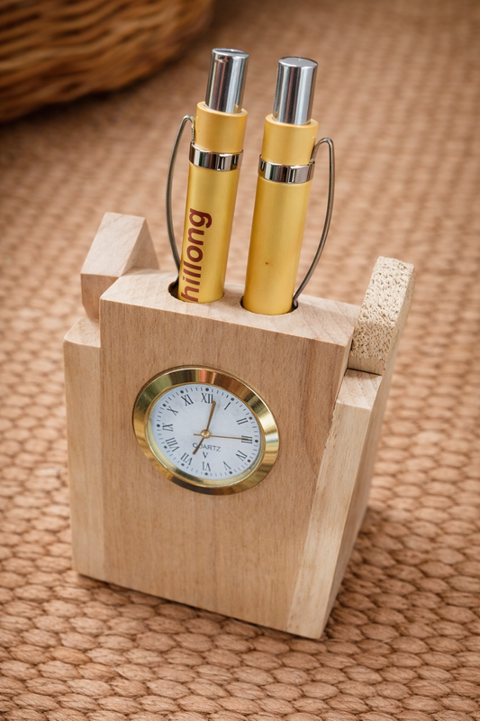 Handcrafted Bamboo Double Watch & Pen Stand