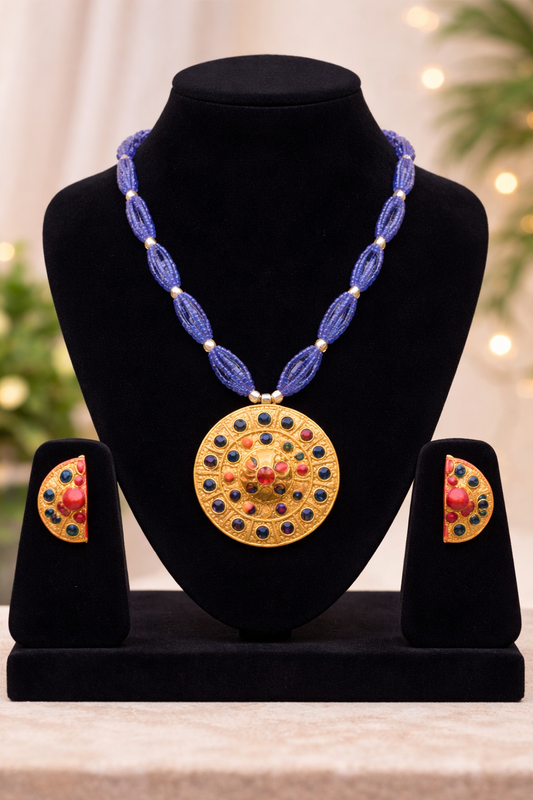 Handwork Assamese Clay Made Japi Jewellery Set with Earrings