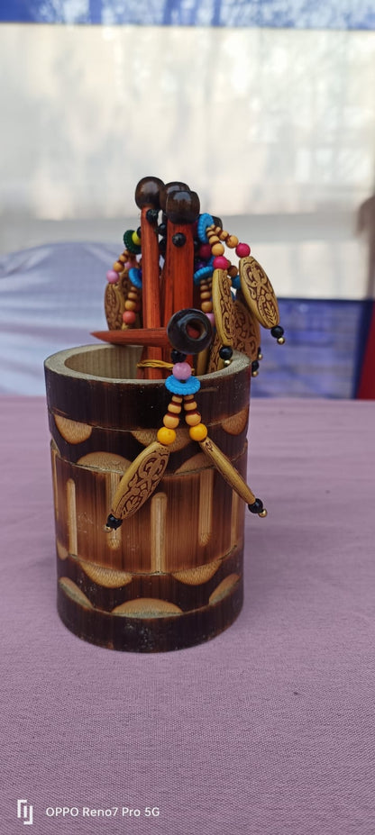 Handcrafted Bamboo Hair Clip Set for Women