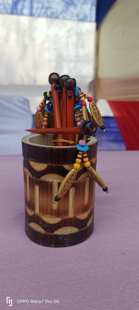 Handcrafted Bamboo Hair Clip Set for Women