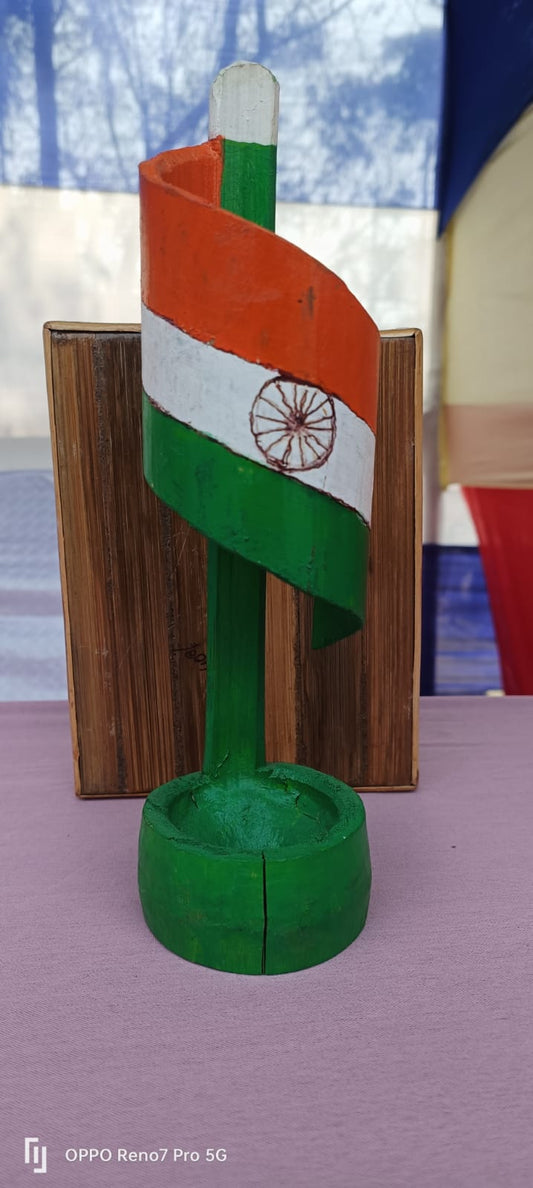 Handcrafted Bamboo Indian National Flag Showpiece