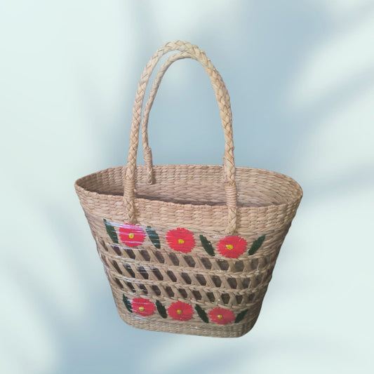 Kauna Grass Embroidery Oval Design Handbag