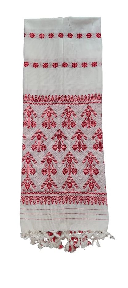 Traditional Cotton Assamese Poka Gamucha – Handwoven Heritage