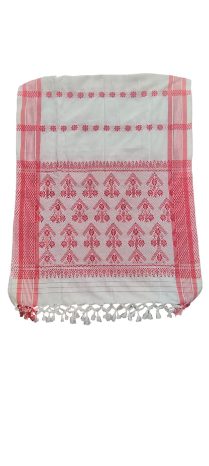 Traditional Cotton Assamese Poka Gamucha – Handwoven Heritage