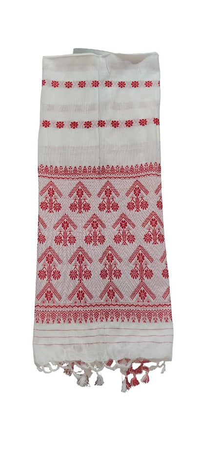 Traditional Cotton Assamese Poka Gamucha – Handwoven Heritage