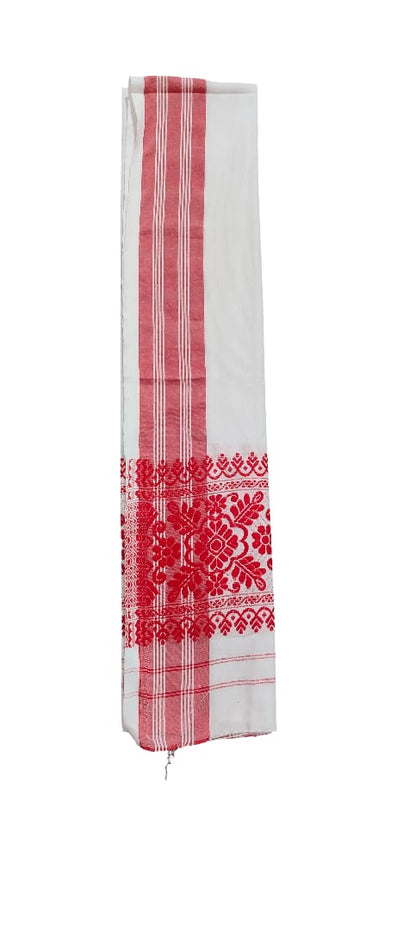 Traditional Assamese Poka Khuta Gamucha – Handwoven Heritage Cloth