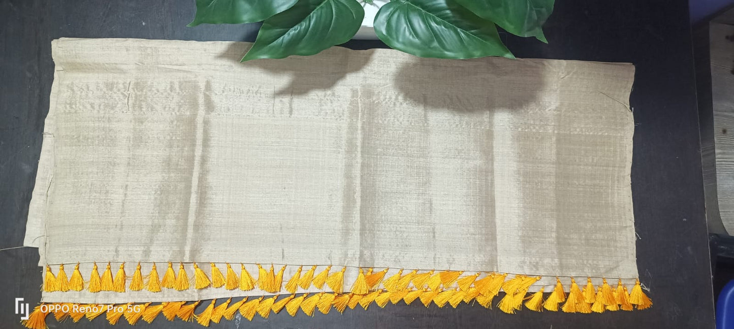 Assamese Handwoven Pure Muga Sador with Dohi Gutha (Only Sador)