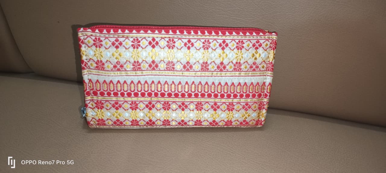 Hand Work Designer Tussar (Toss) Muga Silk Ladies Purse