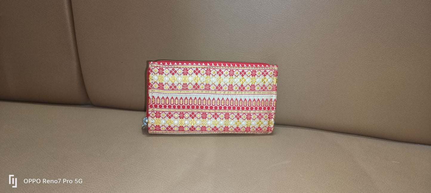 Hand Work Designer Tussar (Toss) Muga Silk Ladies Purse