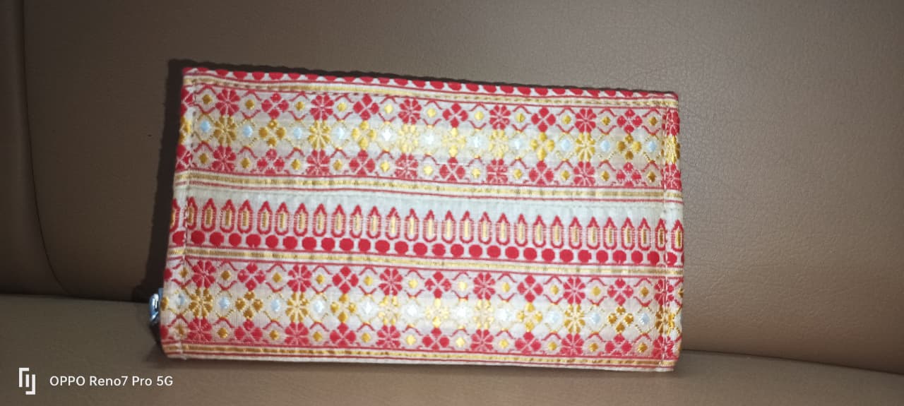 Hand Work Designer Tussar (Toss) Muga Silk Ladies Purse