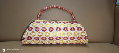 Hand Work Designer Tussar (Toss) Muga Silk Ladies Purse – Assamese Touch Design