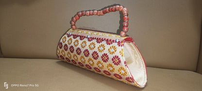 Hand Work Designer Tussar (Toss) Muga Silk Ladies Purse – Assamese Touch Design