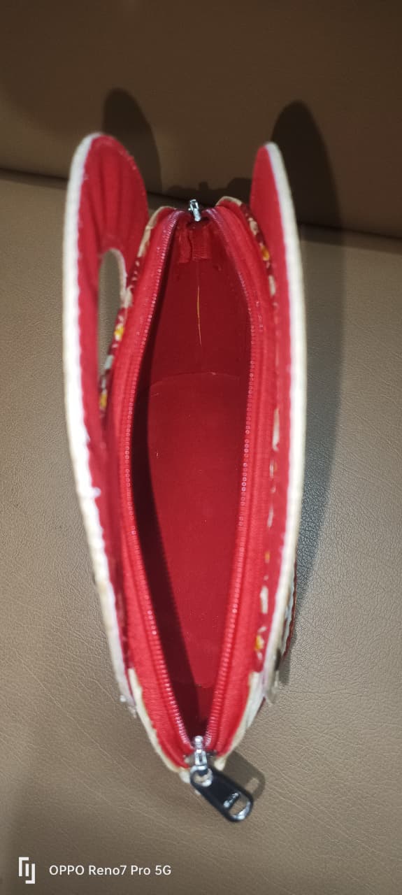 Handwork Designer Toss Muga Silk Ladies Purse with Assamese Touch Design