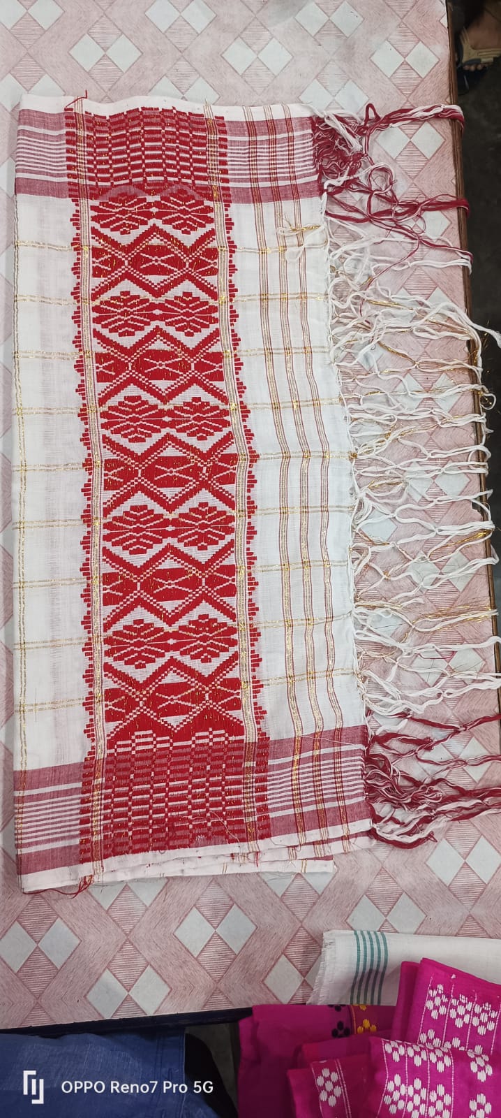 Assamese Pure Cotton Mati Haal Anakota Gamucha with Dohi Kata