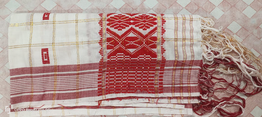 Assamese Pure Cotton Mati Haal Anakota Gamucha with Dohi Kata