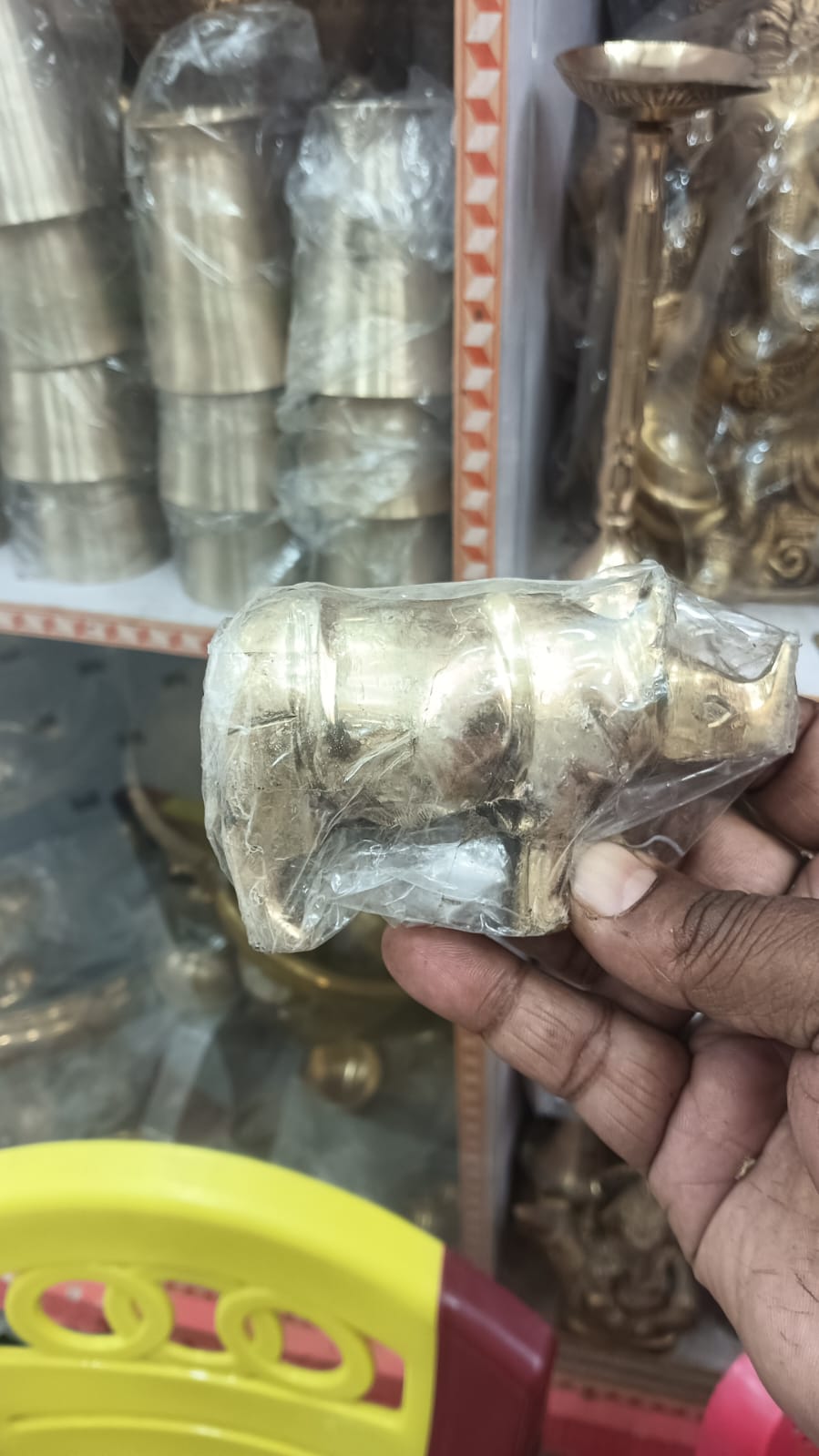 100% Pure Brass Rhino Figurine - 6 Inch