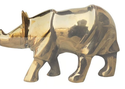 100% Pure Brass Rhino Figurine - 6 Inch