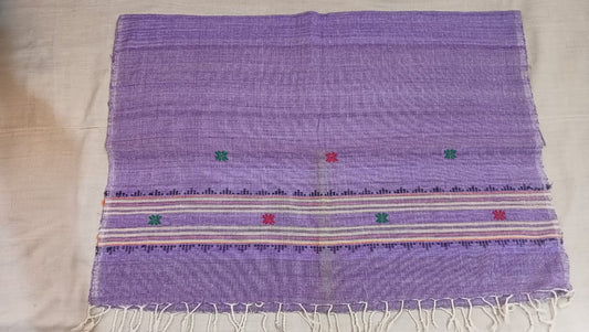 🌿 Handwoven Eri Silk Stole (Natural Purple)
