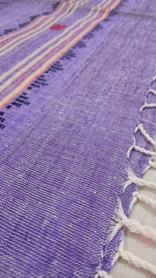 🌿 Handwoven Eri Silk Stole (Natural Purple)