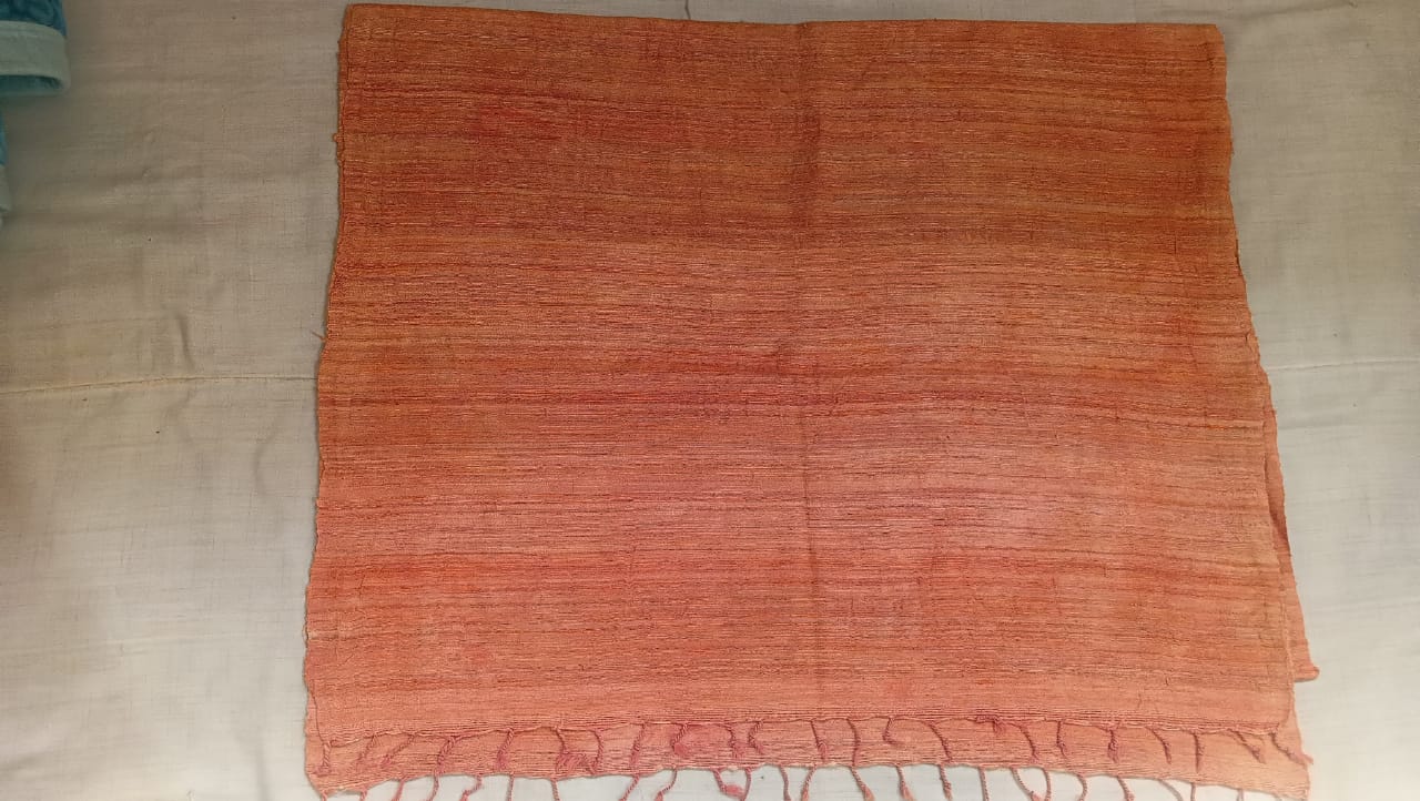 Handwoven Eri Silk Stole – Natural Peach Colour