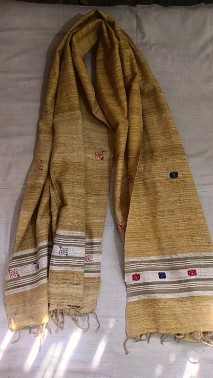 Handwoven Eri Silk Stole - Natural Light Brown
