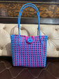 Handwoven Ladies Designer Plastic Bag (Colour Pink & Blue)