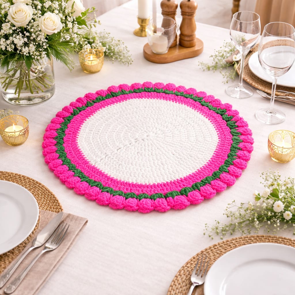 Handwoven Knitting Table Coaster. Size 25 inch