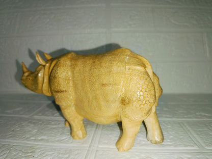 Handcrafted Wooden One-Horned Rhinoceros (8 inch) – Decorative Showpiece