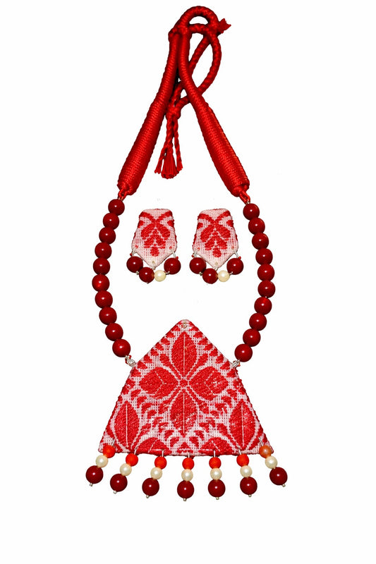 Handcrafted Modern Assamese Gamucha Jewellery set
